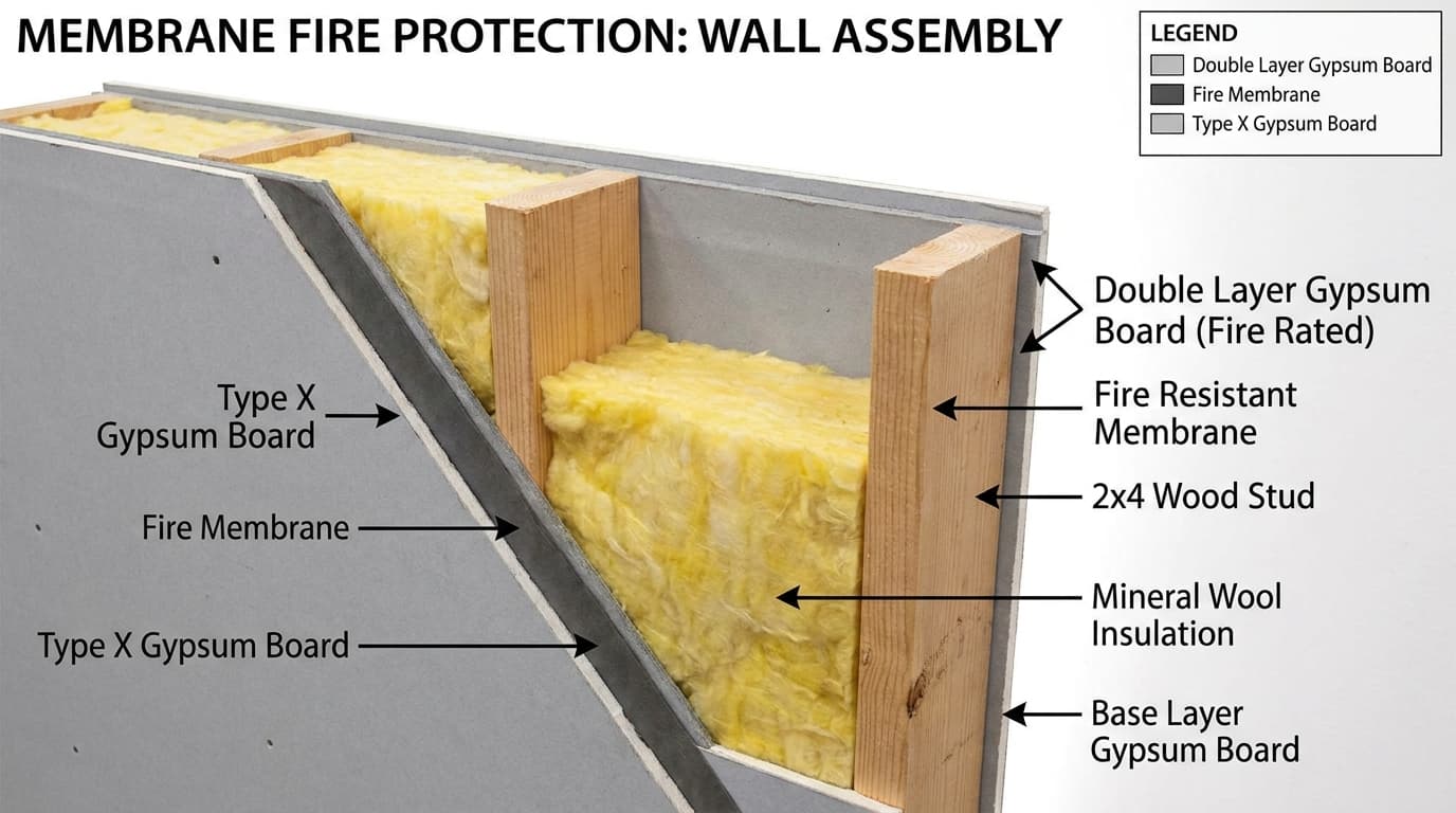 2×4工法の耐火・準耐火構造のしくみ — メンブレン型を図解