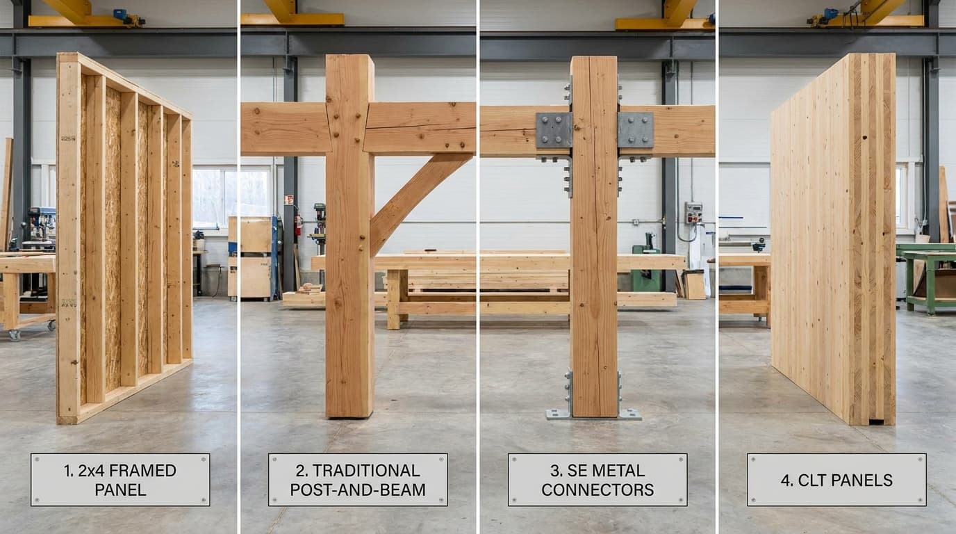 中大規模木造の工法比較 — 2×4・在来軸組・SE構法・CLT